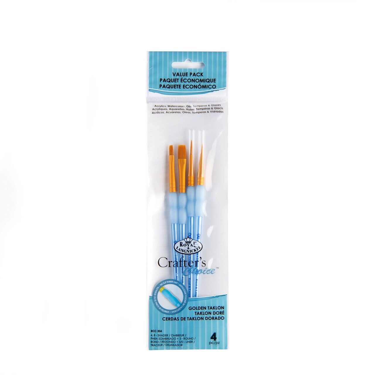 RCC 204 | Crafter's Choice™ 4pc Golden Taklon Variety Brush Set